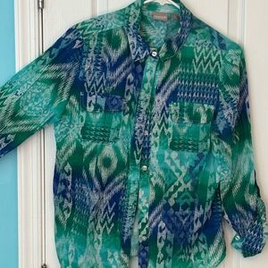 Chicos  Green and Blue Patterned Shirt